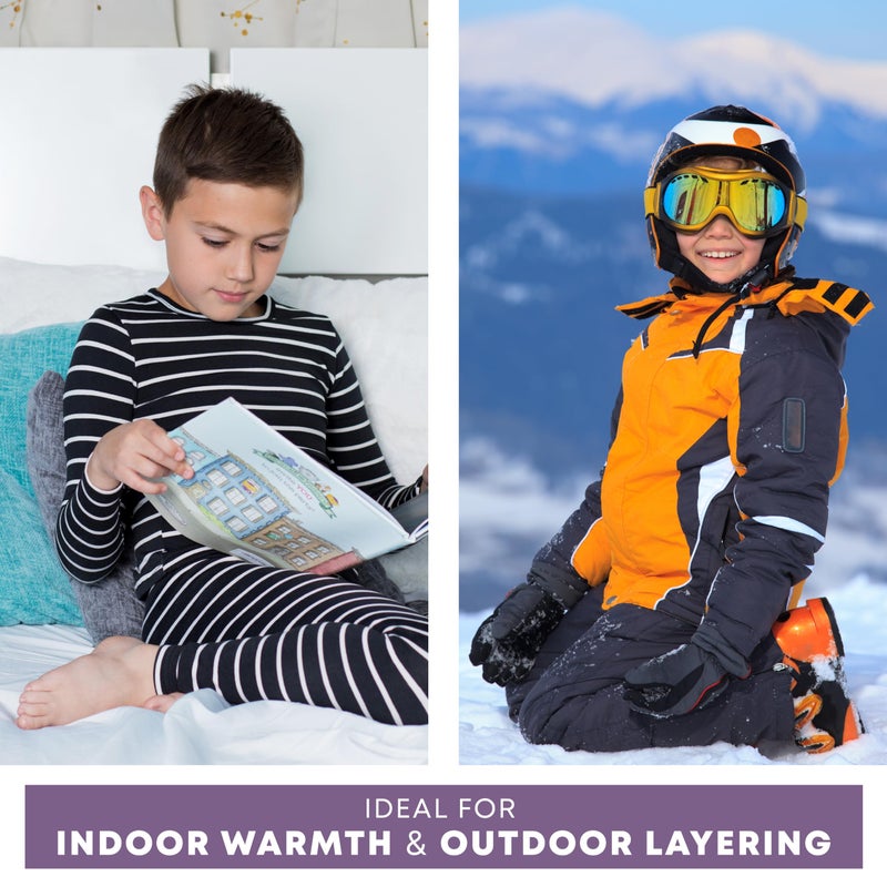 Rocky Thermal Underwear Kids, Boys Thermal Underwear Set Long Johns Thermals Kids Base Layer kid thermals top bottom set Boys Winter Clothes Shirt & Pants, Ski/Extreme Cold (White, Small) - Image 4